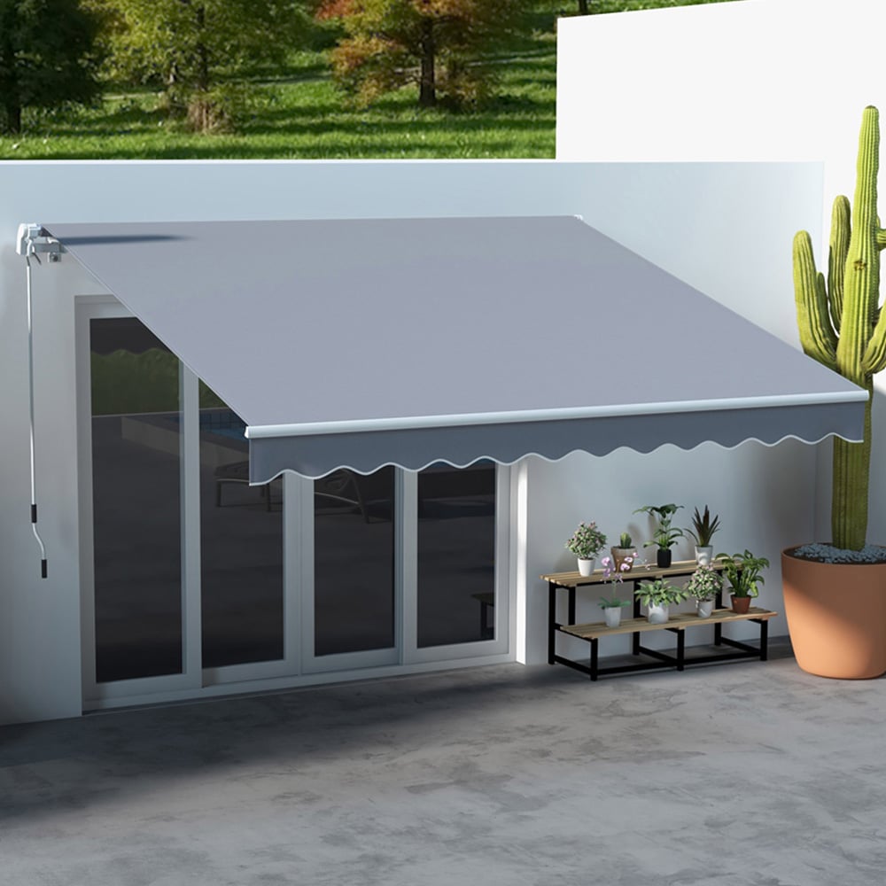 Outsunny Grey Manual Retractable Awning 3 x 2.5m Image 1