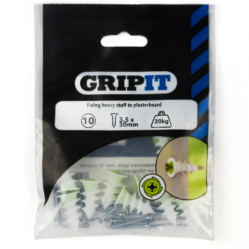 Gripit 3.5 x 30mm Screws and Plugs Pack of 10 Image 2