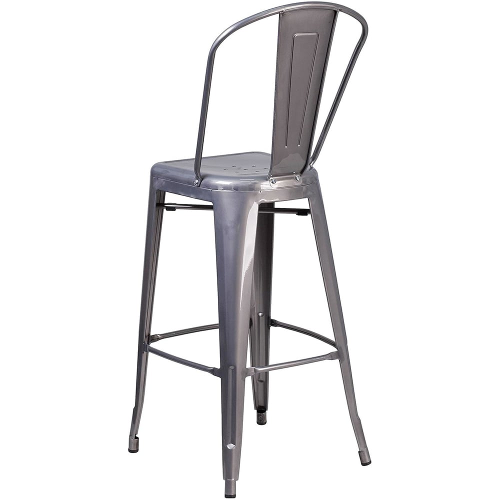 FWStyle Set of 4 Grey Clear Coat Steel Bar Stool Image 5