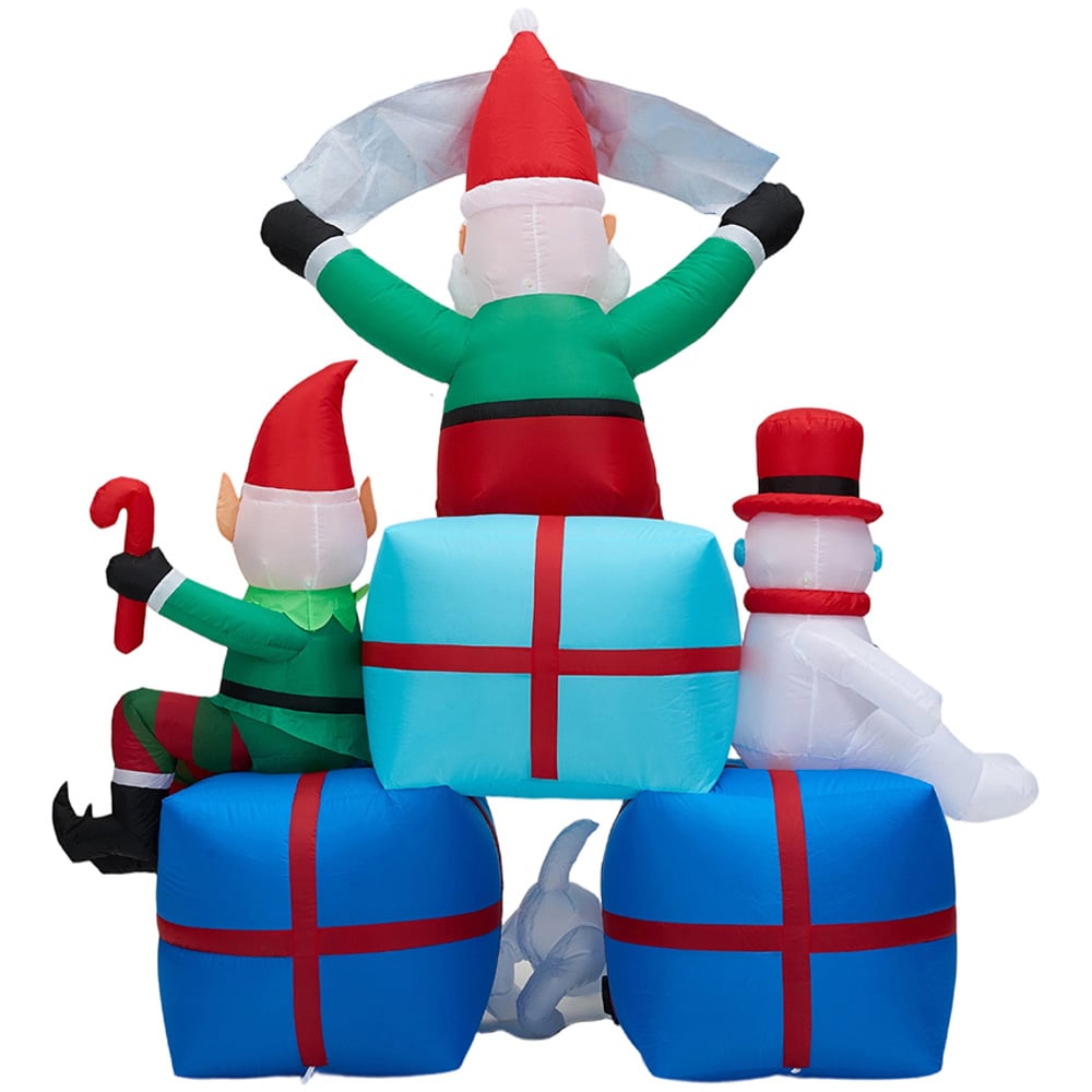 Living and Home Inflatable Santa Snowman and Elf Scene LED Christmas Decoration 7.2ft Image 3