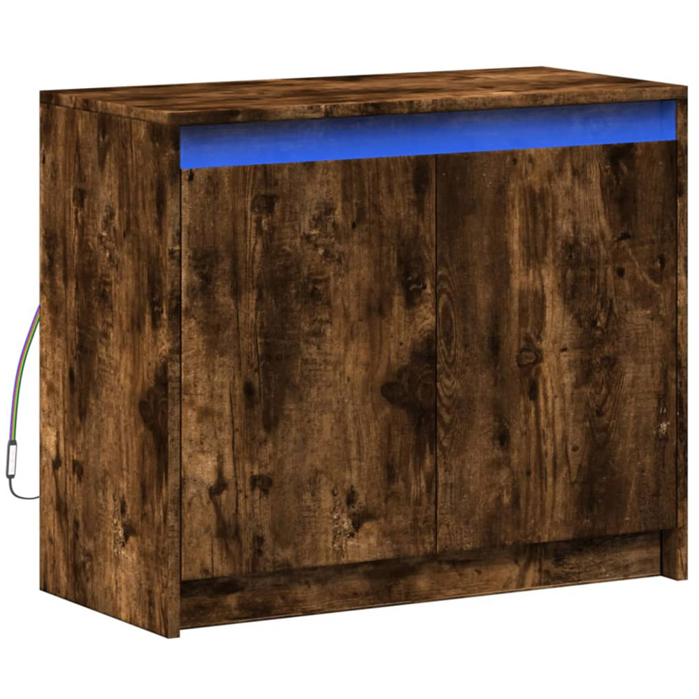 vidaXL 2 Door Smoked Oak Sideboard with RGB LED Lights Image 3