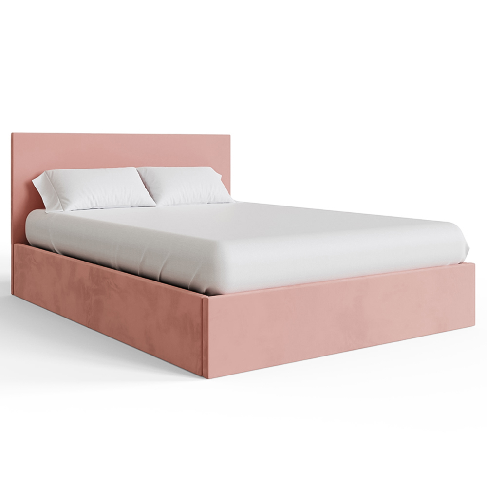 GFW Small Double Blush Pink Velvet End Lift Ottoman Bed Image 3