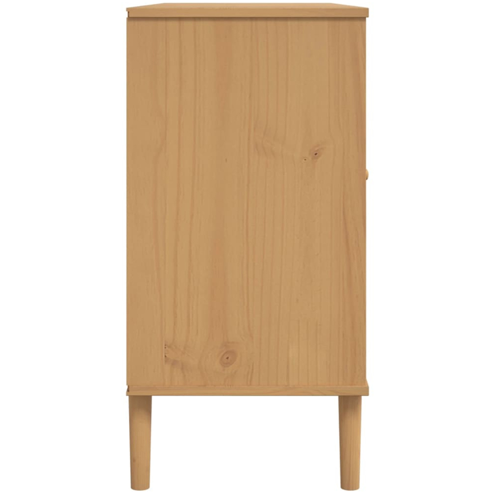 vidaXL Senja 2 Door 4 Drawer Brown Solid Pine Wood Rattan Look Sideboard Image 6