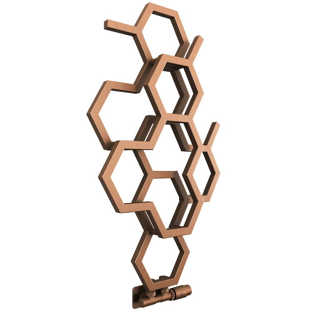 Terma Hex 846 BTU Bright Copper Radiator 821 x 486mm Image 1