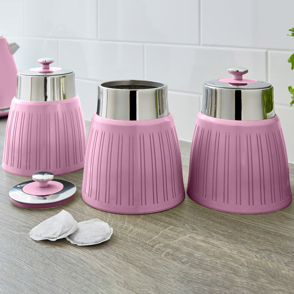 Swan Retro Pink Canisters Set 3 Piece Image 2