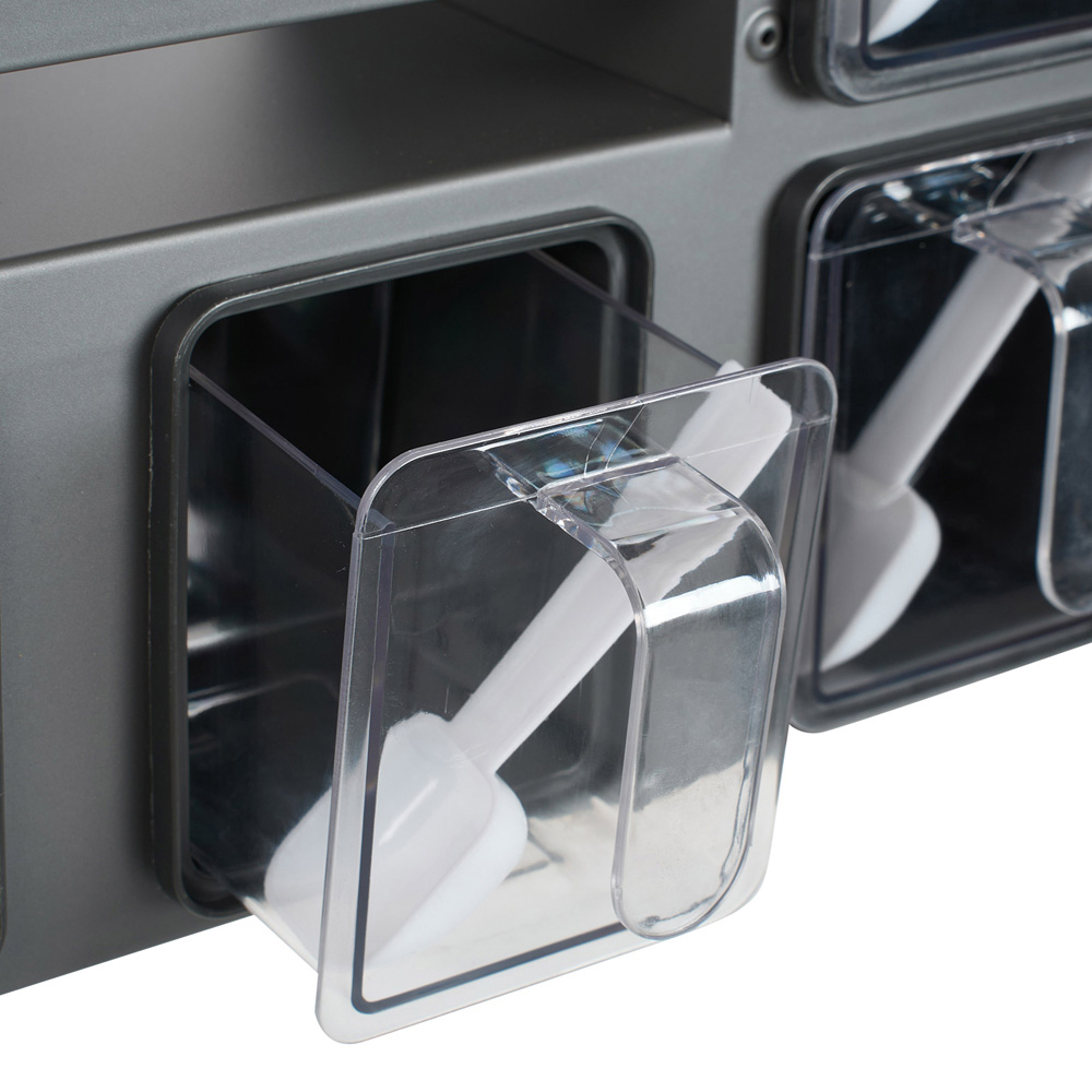 Living and Home 3-Tier Gunmetal Grey Wall Mounted Spice Rack with 5 Spoons Image 3