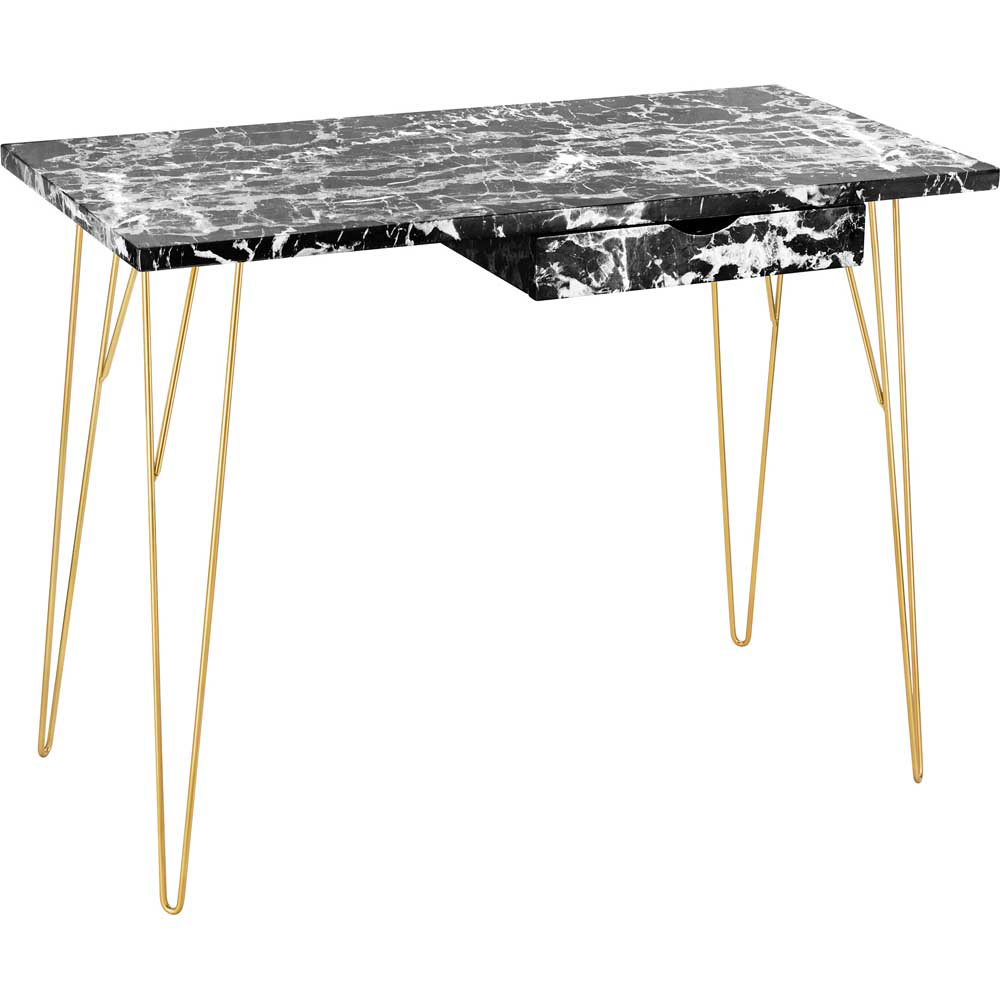 Fusion Faux Marble Top Desk Black and Gold Image 5