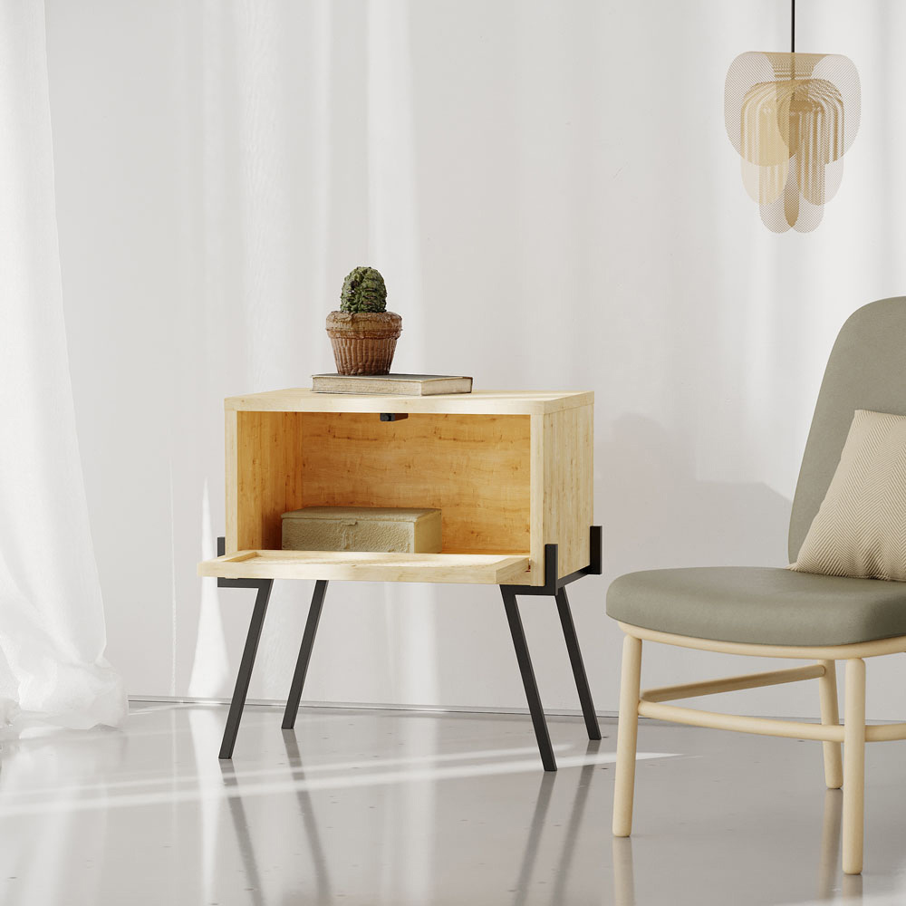 Naive Oak Bedside Table Image 4