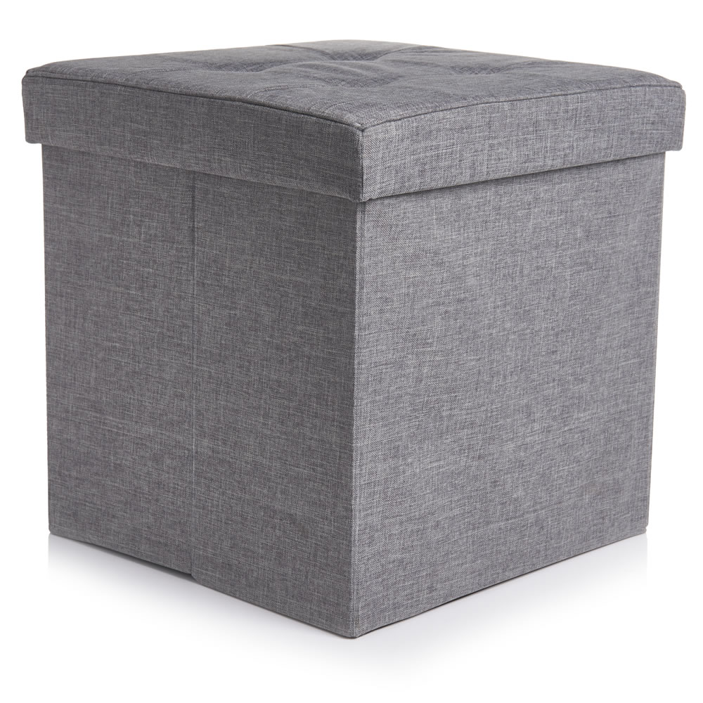 Wilko 40 x 40cm Grey Faux Linen Storage Cube Image 1