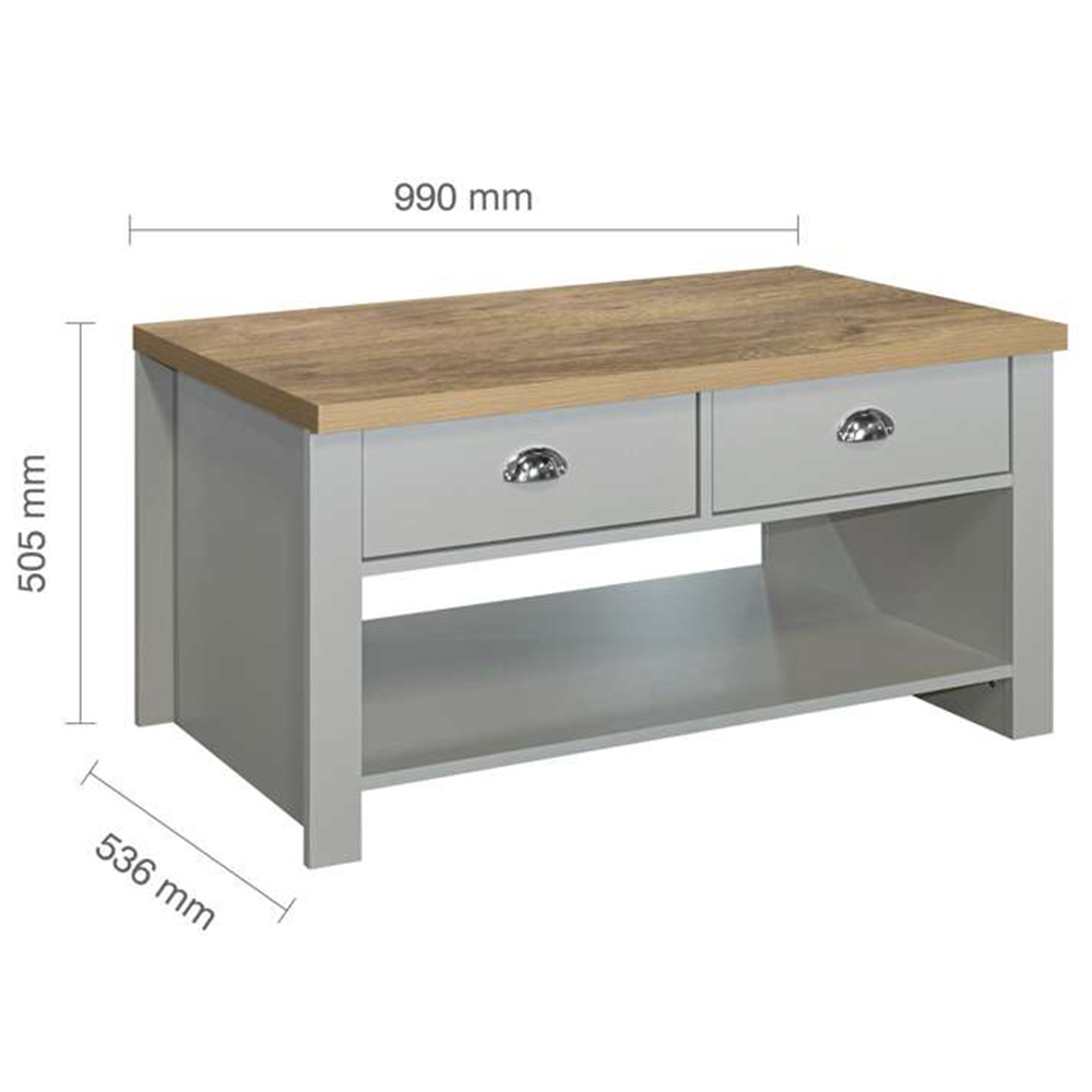 Highgate 2 Drawer Grey and Oak Coffee Table Image 7