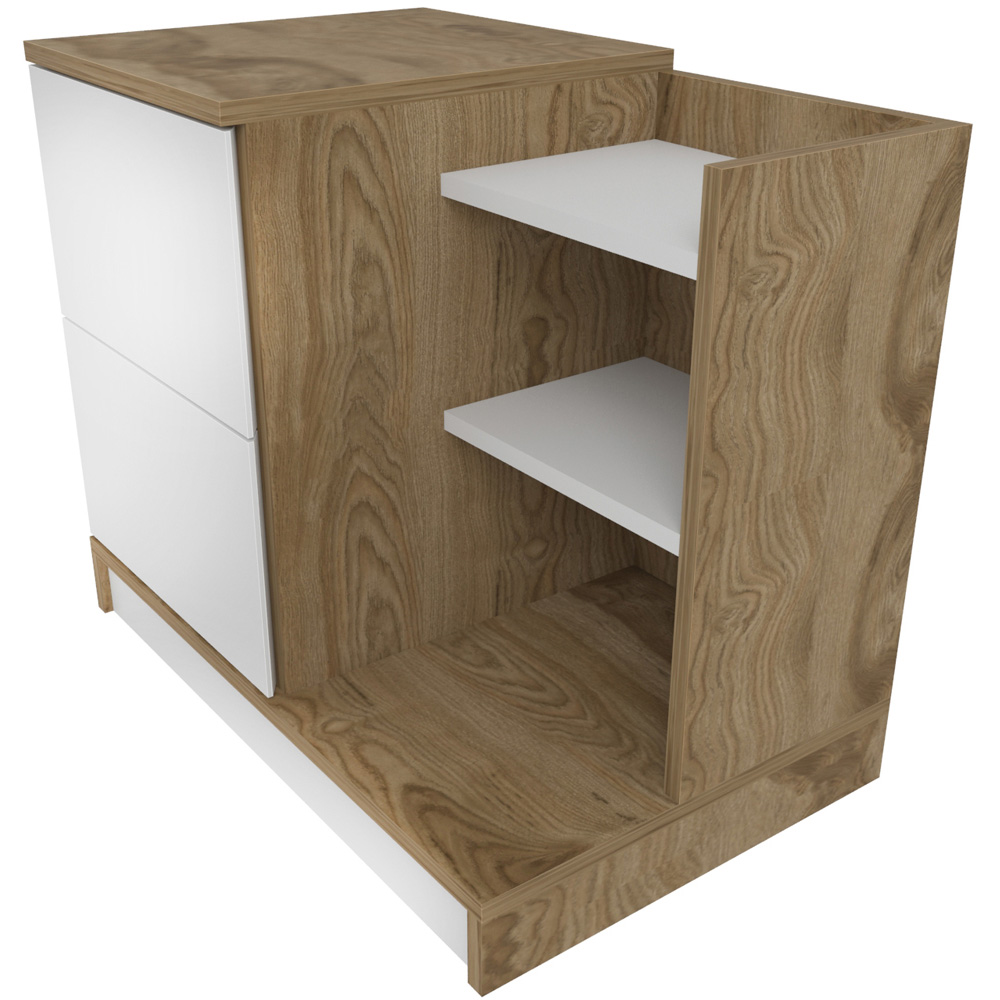 Decorotika Rena 2 Door 3 Shelf White and Oud Bedside Table Image 3