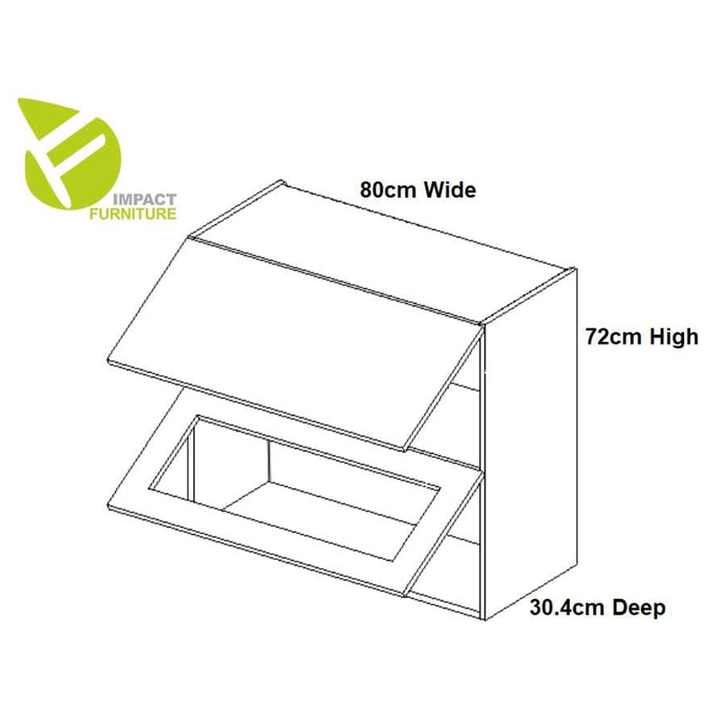 Impact Furniture Ella 2 Lift Up Door White High Gloss Glass Kitchen Wall Cabinet Display Unit 800mm Image 4
