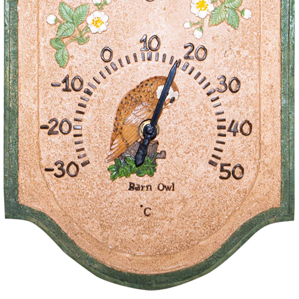 St Helens Owl Design Garden Clock and Thermometer 38 x 20cm Image 4