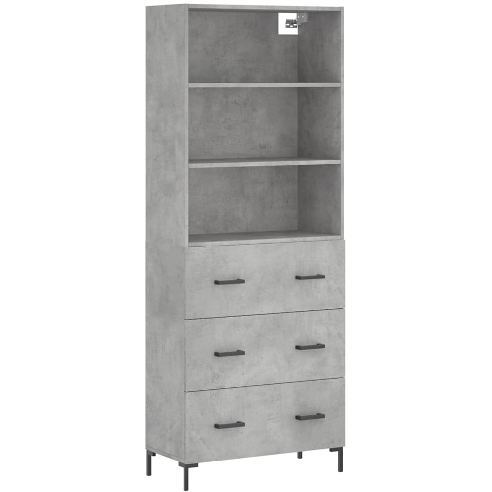 vidaXL 3 Drawer 3 Shelf Concrete Grey Tall Highboard Image 2