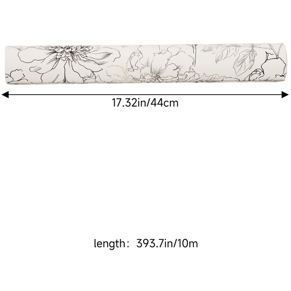 Living and Home Floral Pattern Light Beige and Black Peel and Stick Wallpaper Image 8