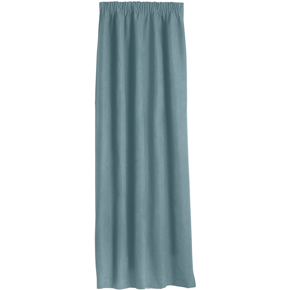Alan Symonds Teal Velvet Chenille Fleece Lined Pencil Pleat Taped Top Curtains 137 x 213cm Image 2
