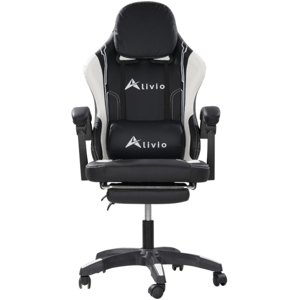 Alivio White and Black Swivel Gaming Chair with Lumbar Support Image 2