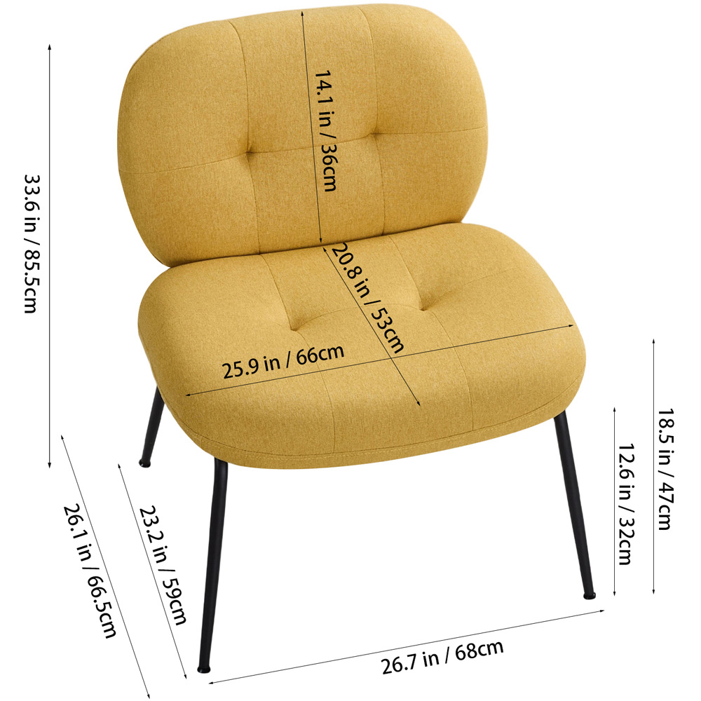 Living and Home Yellow Soft Fabric Lounge Chair Image 9