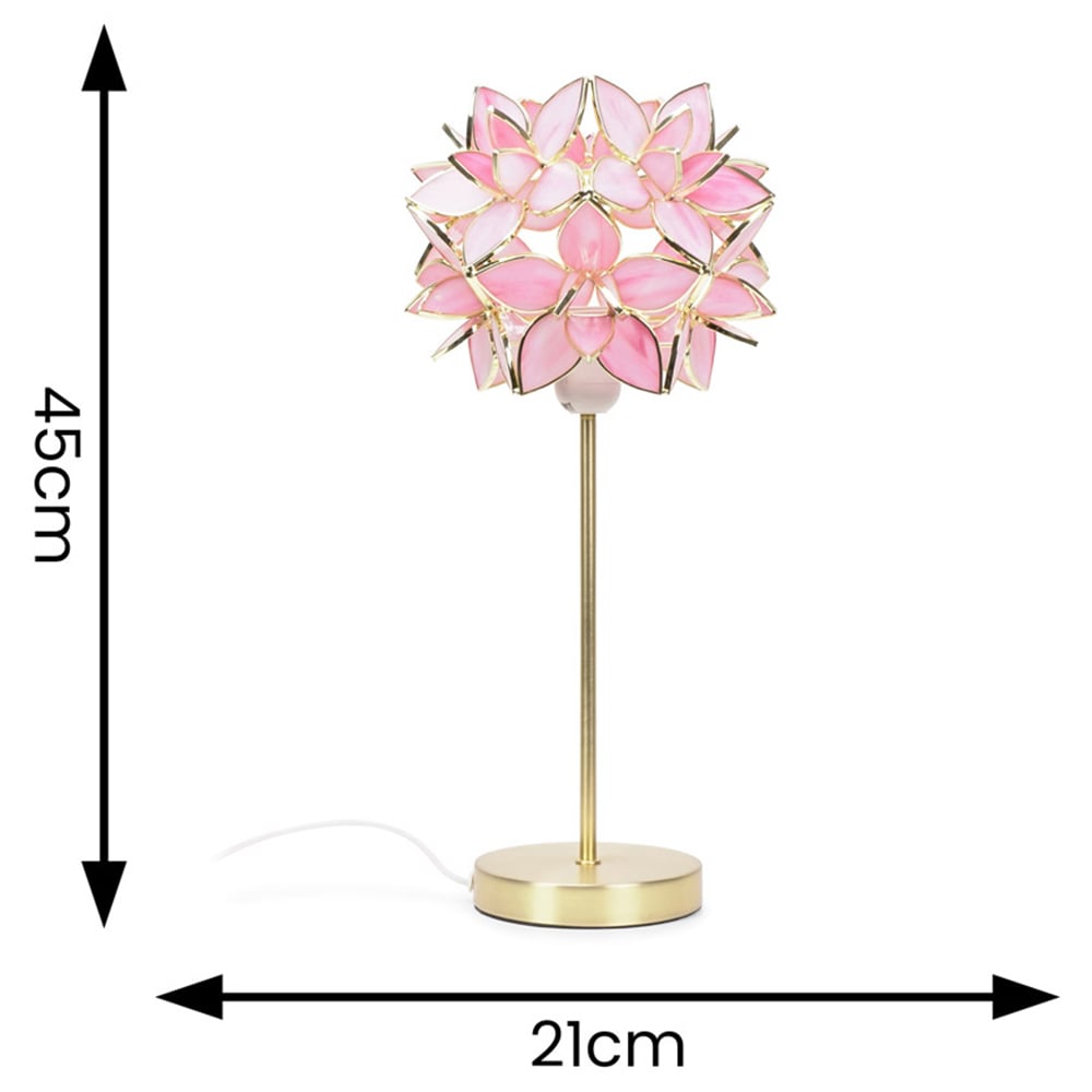 ValueLights Charlie Gold Stem with Pink Glass LED Flower Shade Image 5