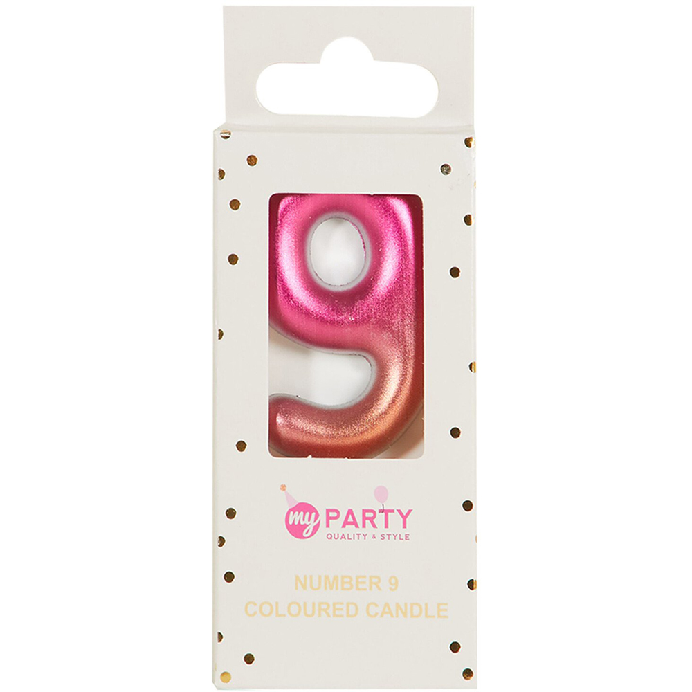 Coloured Number Candle - Pink / 9 Image 2