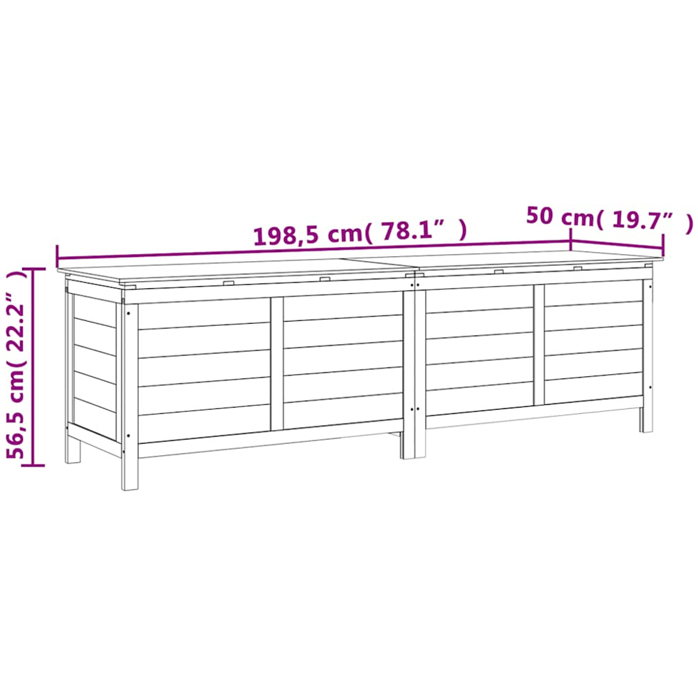 vidaXL 56.5 x 198.5 x 50cm Brown Fir Wood Garden Storage Box Image 5