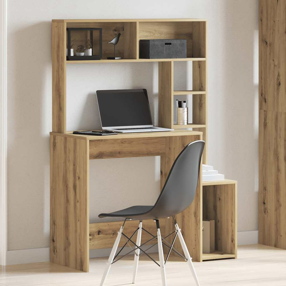 vidaXL 6 Shelf Computer Desk Artisan Oak Image 7