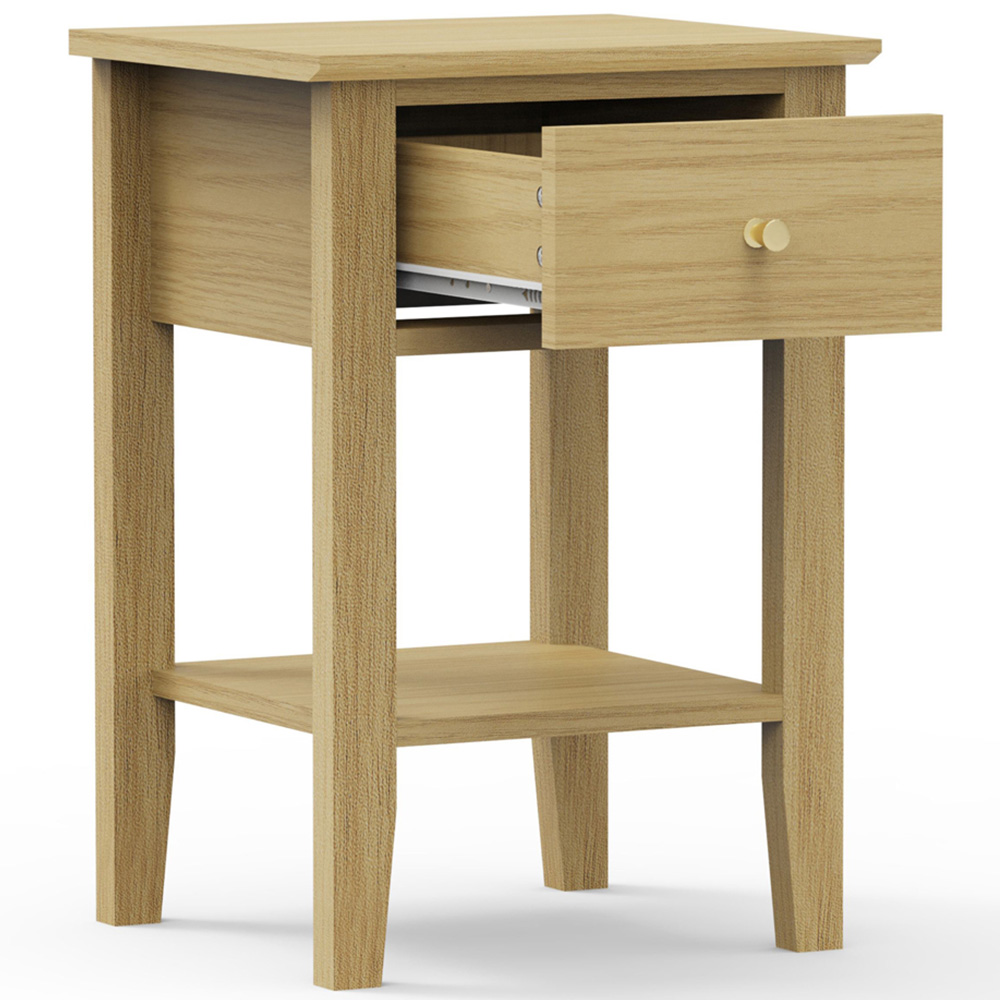 Core Products Henley Single Drawer Single Shelf Oak Effect Bedside Table  Image 5