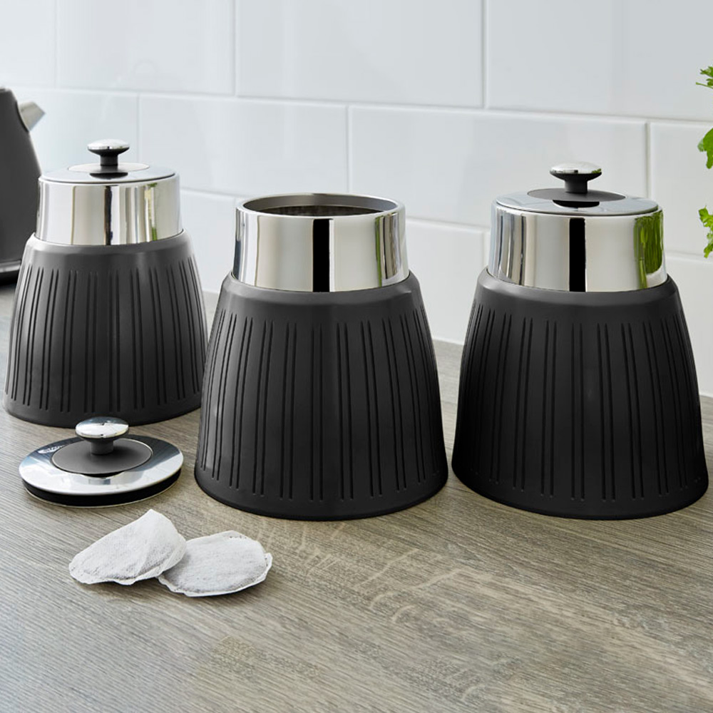 Swan Retro Black Canisters Set 3 Piece Wilko