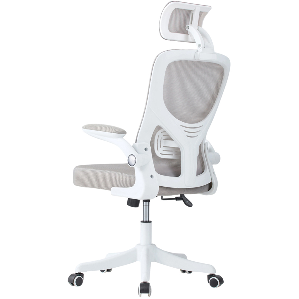 Living and Home White and Grey Mesh Swivel and Adjustable Office Chair Image 4