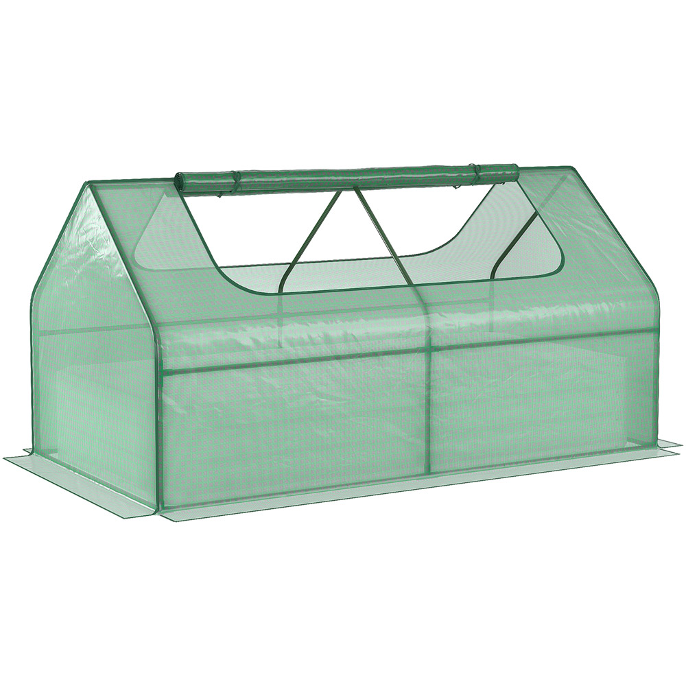 Outsunny Green Window Large Raised Garden Bed Planter Box with Greenhouse Image 1