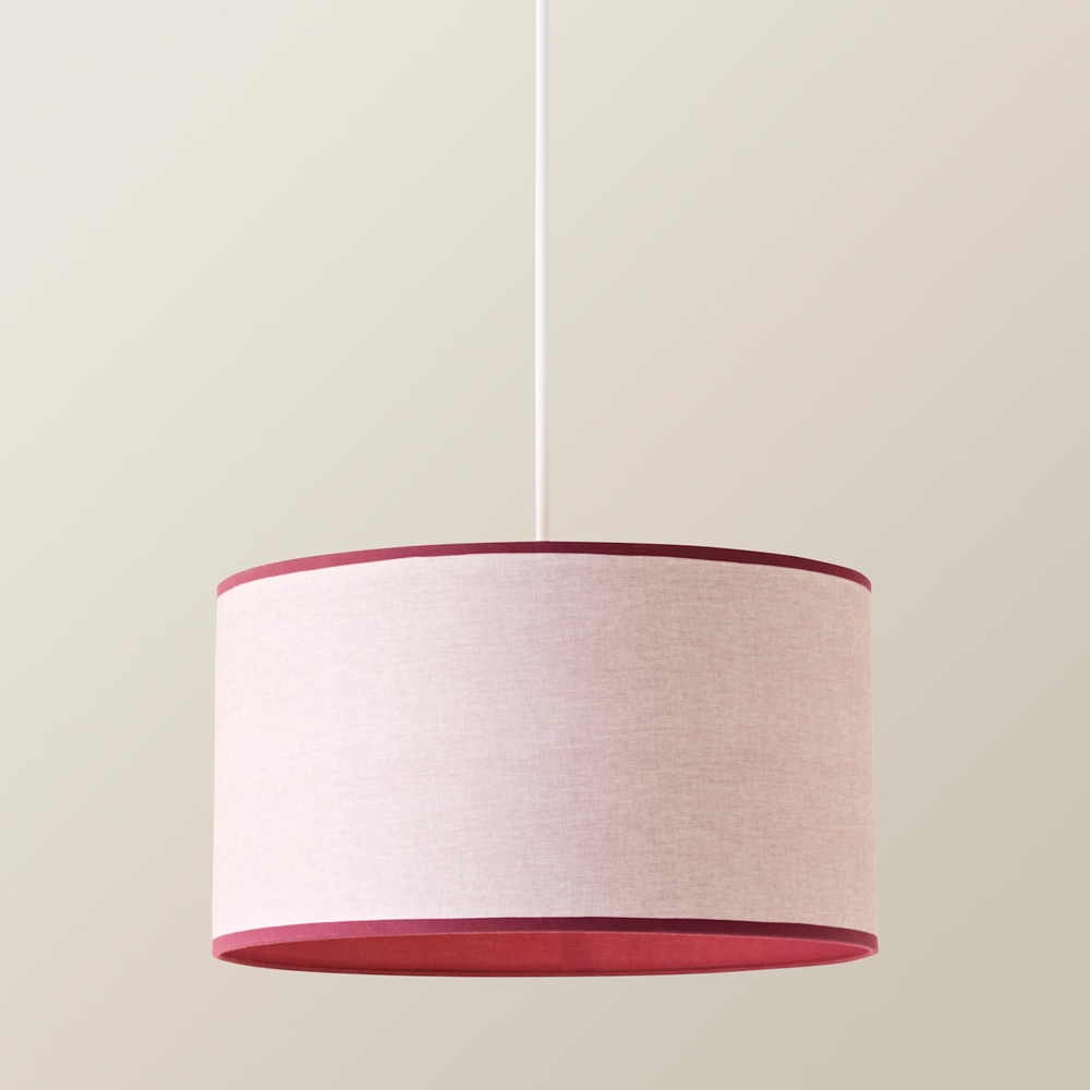 ValueLights Kiara Natural Linen Large Lamp Shade with Pink Trim Inner 45cm Image 4