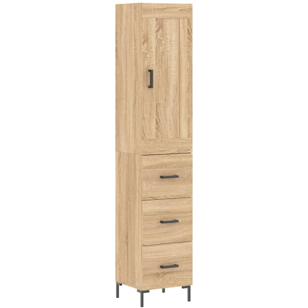 vidaXL Single Door 3 Drawer Brown Oak Highboard Image 2