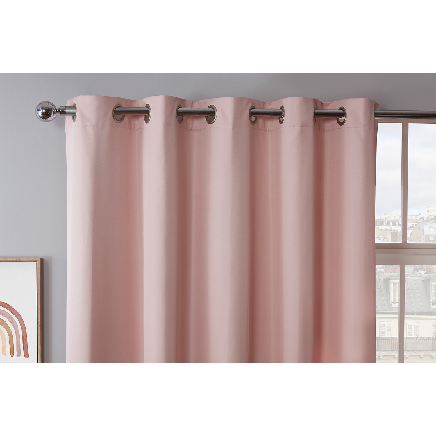 Kids Pink Blackout Eyelet Curtains 183 x 168cm Image 3