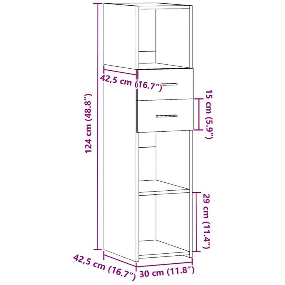 vidaXL 2 Drawer 3 Shelf Concrete Grey Highboard Image 9