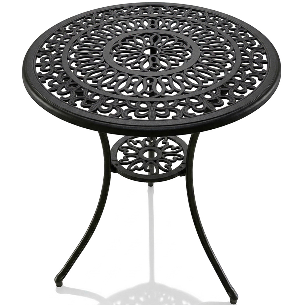 Centurion Positano 2 Seater Black Round Garden Bistro Table with Parasol Hole Image 2