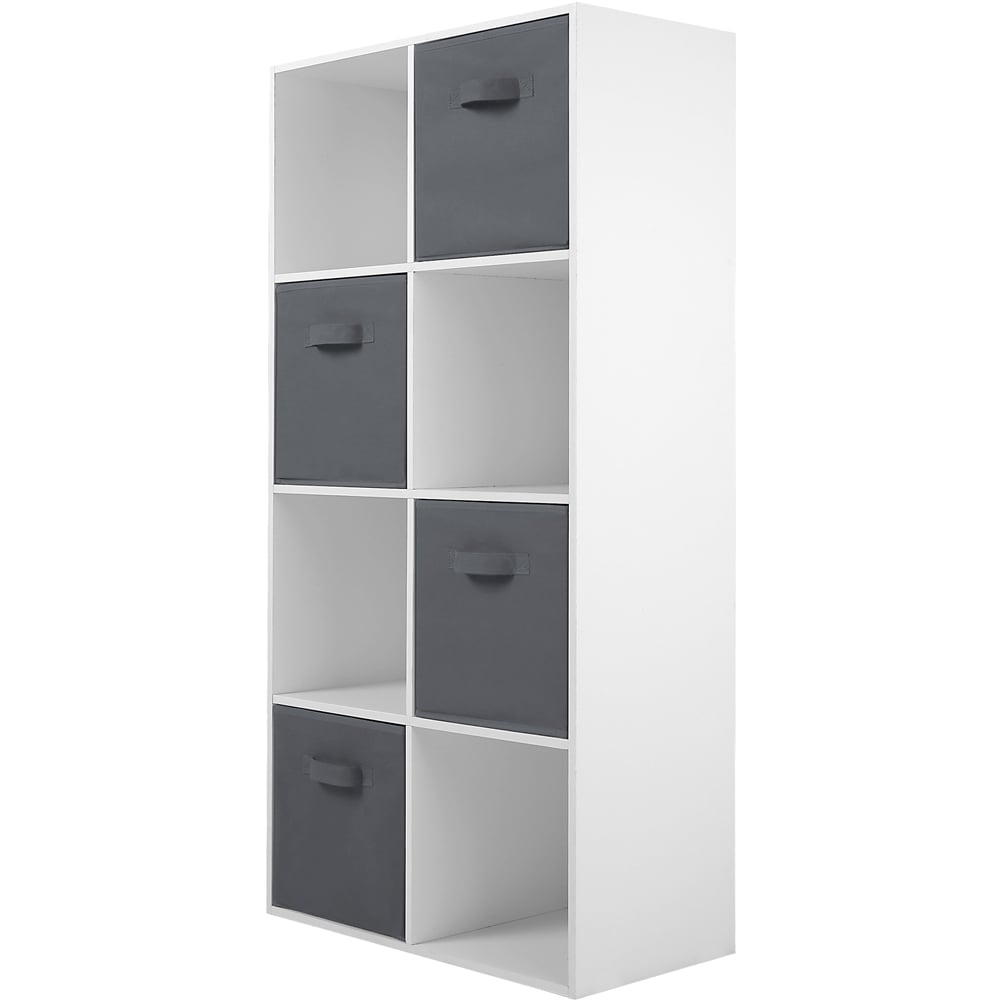 Jane 8 Shelf White Cube Storage Unit with Basket Image 4