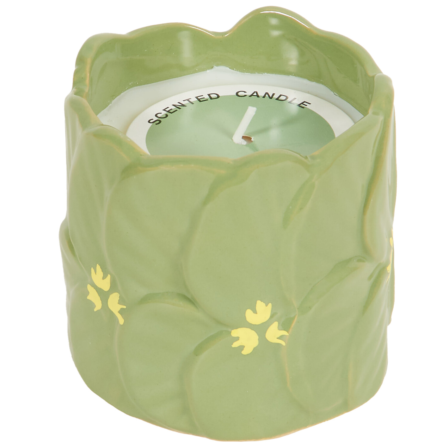 Flower Ceramic Candle - Yellow or Green Image 4