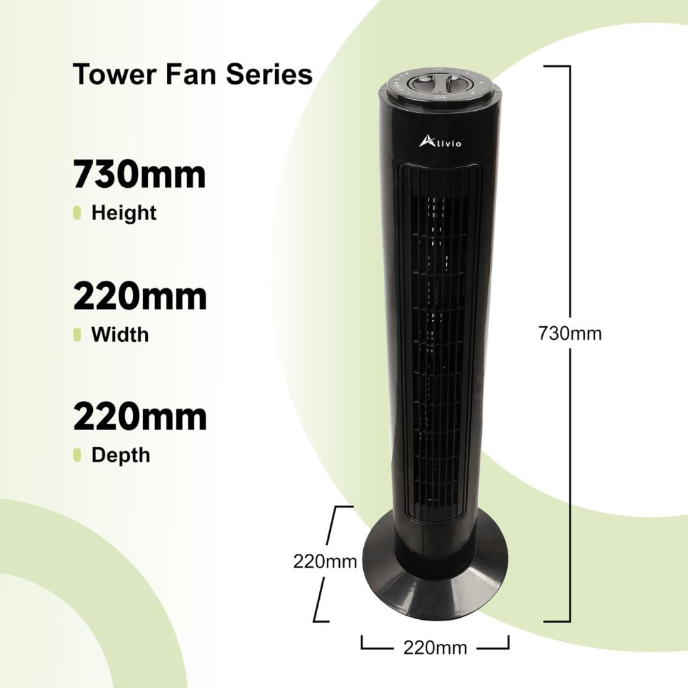 Alivio 3 Speed Oscillating Tower Fan 29 inch Image 8
