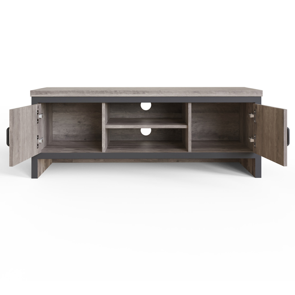 GFW Boston 2 Door 2 Shelf Grey TV Unit Image 6