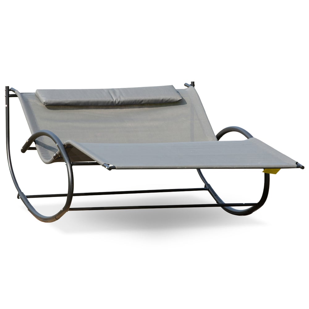 Outsunny Texteline Grey Double Hammock Sun Lounger Image 5