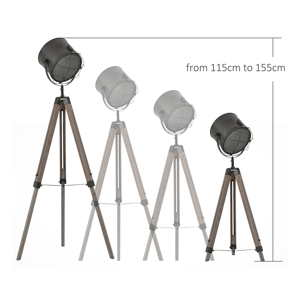 HOMCOM Industrial Style Tripod Floor Lamp Image 7