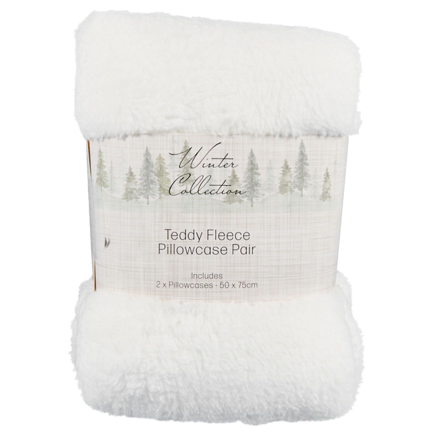 Teddy Fleece Pillowcase Pair Charcoal - White Image 1