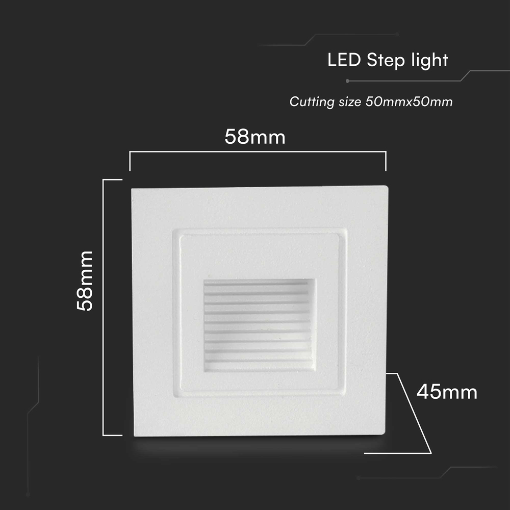 V-TAC 4 Pack 3W White Square Warm White LED Step Light Image 8
