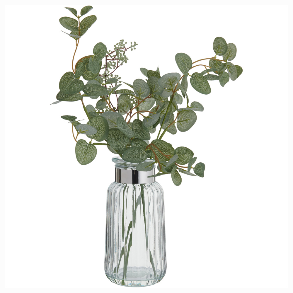 Wilko Faux Eucalyptus Ribbed Vase Image 1