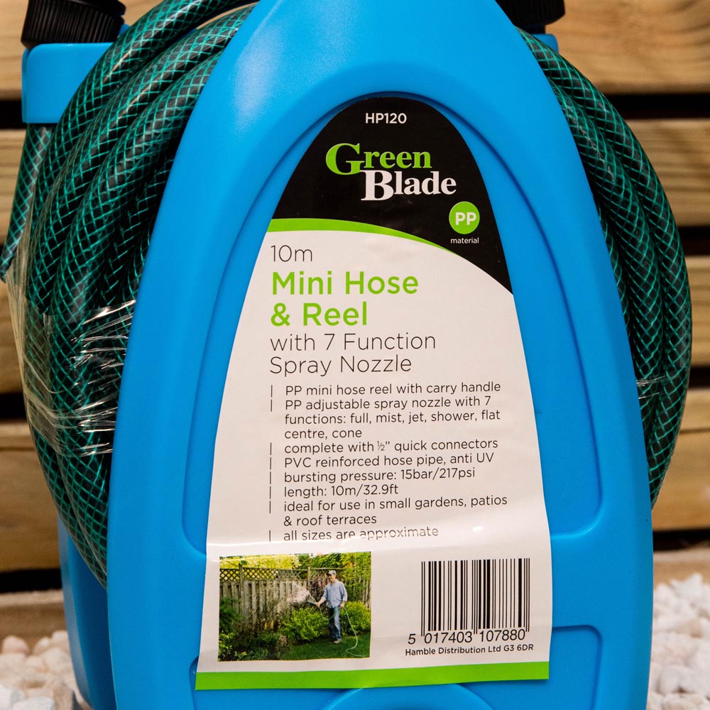 Samuel Alexander 10m Mini Garden Hosepipe with Reel and Spray Nozzle Image 4