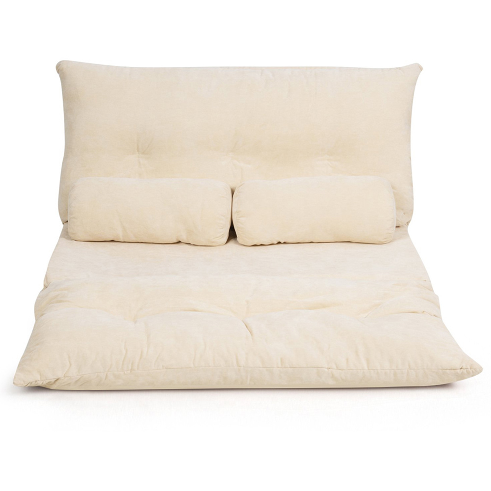 Costway Beige Convertible Floor Sofa Bed with Waist Pillows Image 3