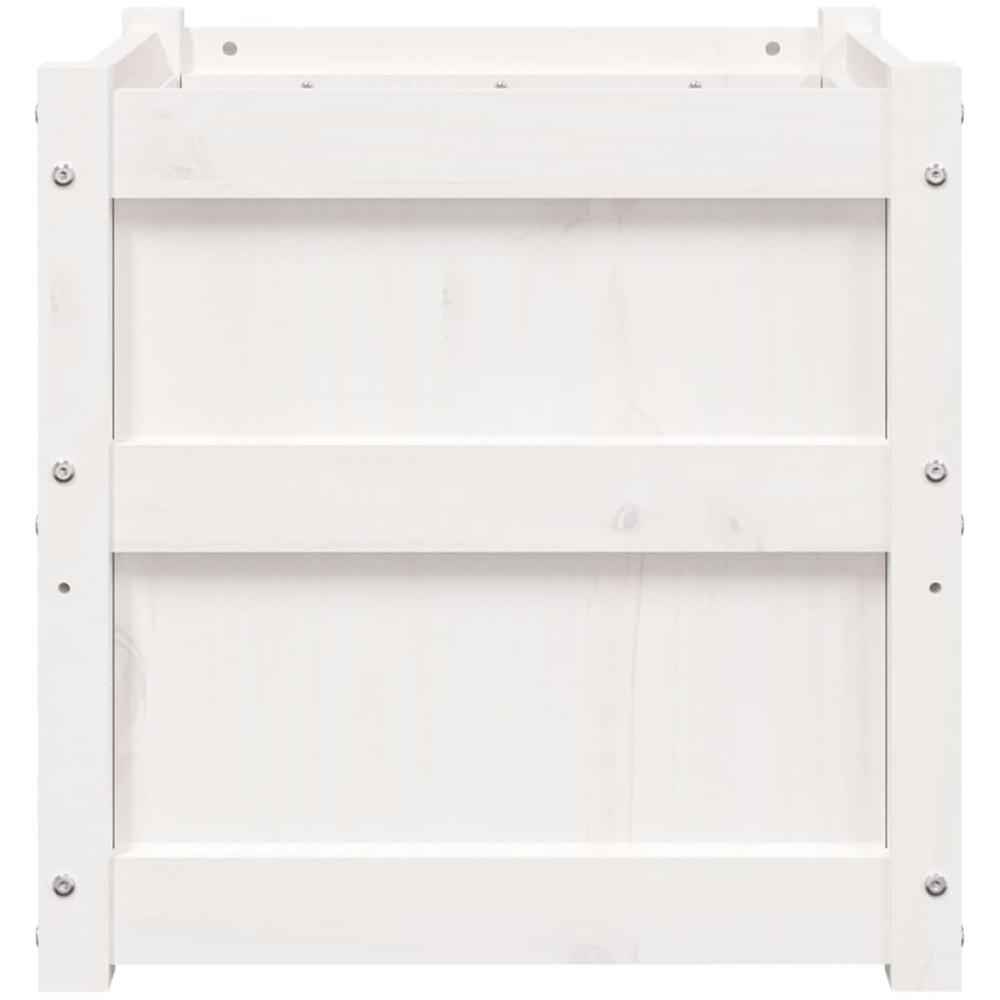 vidaXL White Solid Pine Wood Garden Planter 50 x 50 x 50cm Image 4