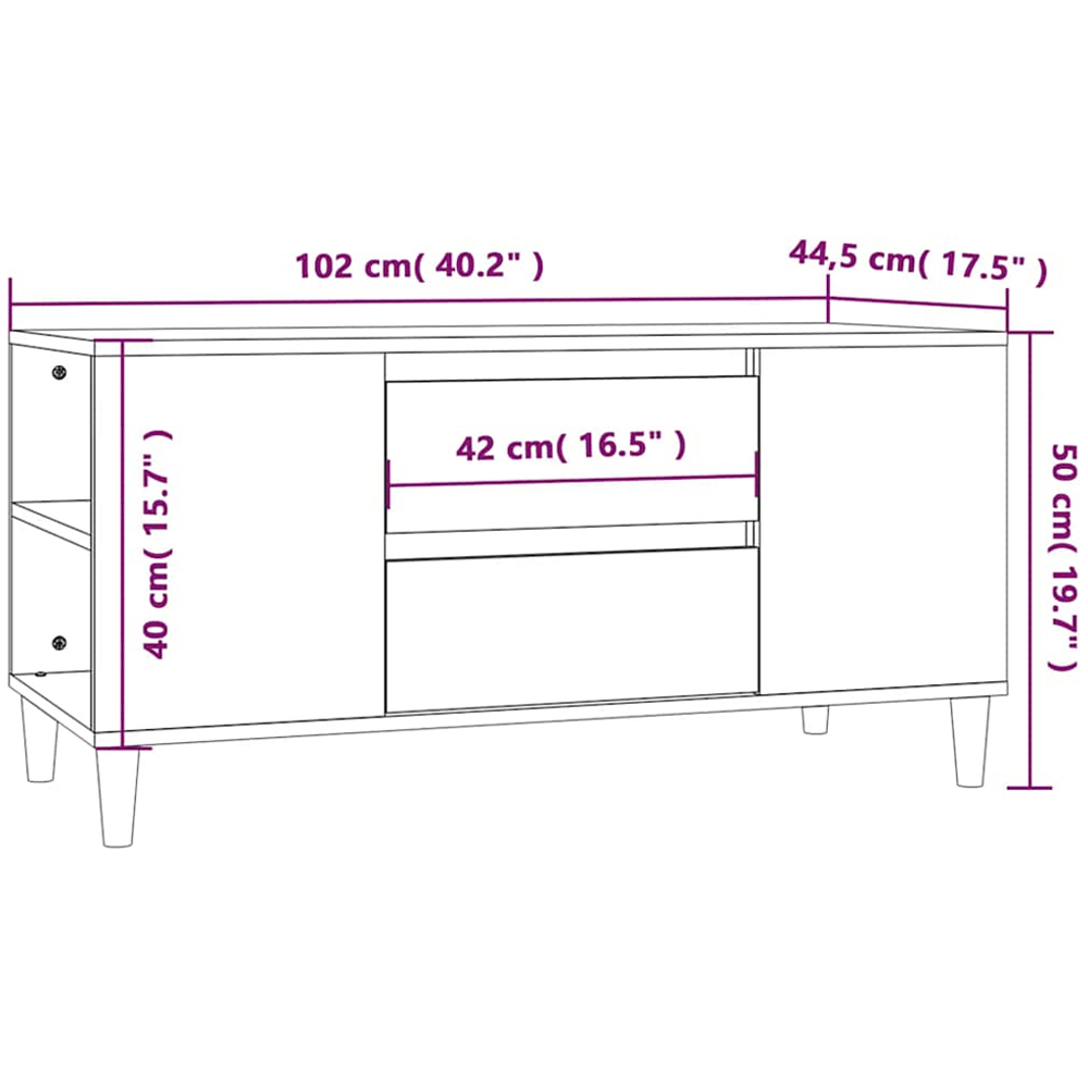 vidaXL 2 Drawer 4 Shelf Concrete Grey TV Cabinet Image 9