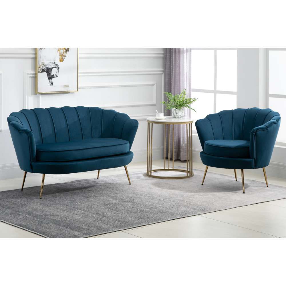 Ariel 2 Seater Blue Fabric Sofa Image 8