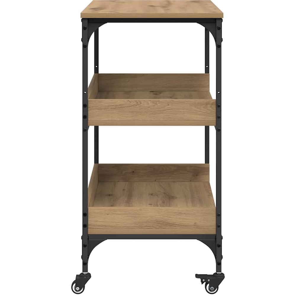 vidaXL 2 Shelf Artisan Oak Wide Kitchen Trolley Image 4